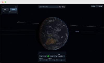 Space Telescope Simulator
        showing Earth in 3D