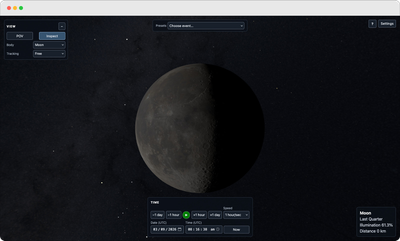 Space Telescope Simulator
        showing the Moon in 3D