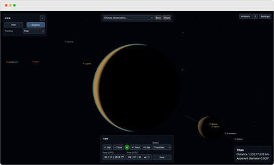 Space Telescope Simulator
        showing Titan in 3D